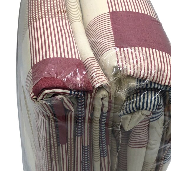 VTG St. Mary’s Shirting Plaid 4-Piece King Sheet Set Red Blue Cabin Cottagecore - Picture 6 of 8